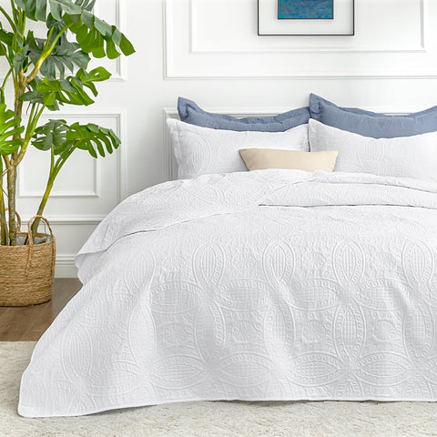 Love's cabin front view oversized King quilt offering polished bed coverage