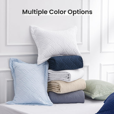 Love's cabin close-up of navy brushed polyester showing soft hand-feel and easy-care advantage