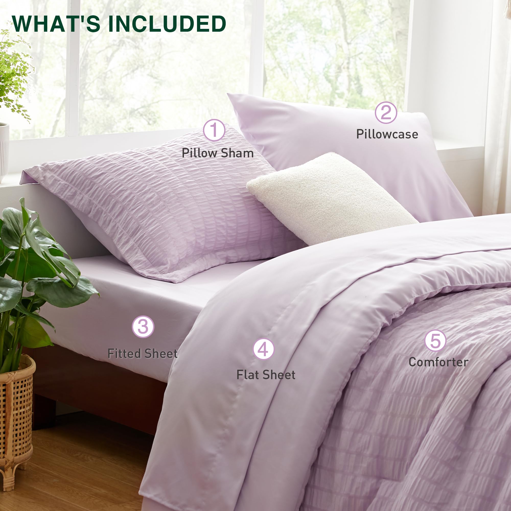 Love's cabin styled bedroom scene conveying calming lavender ambiance