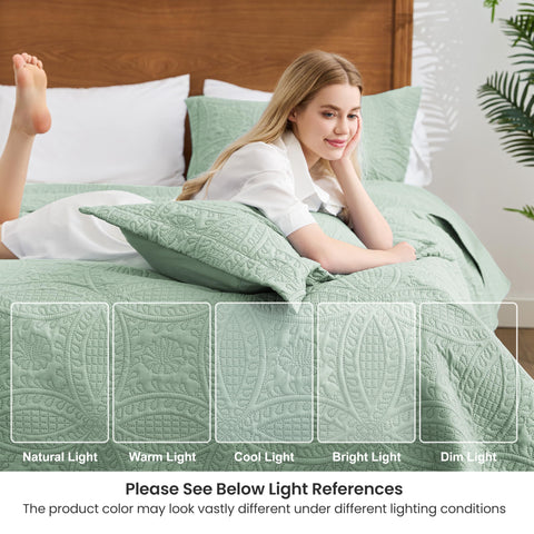 Love's cabin quilt on king bed showing oversized scale and generous tuck-in benefit