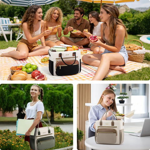 LOVEVOOK lifestyle image at a picnic showing the bag keeping meals ready and organized