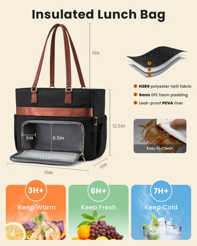 LOVEVOOK interior pockets organized with pens, charger, and phone for efficiency