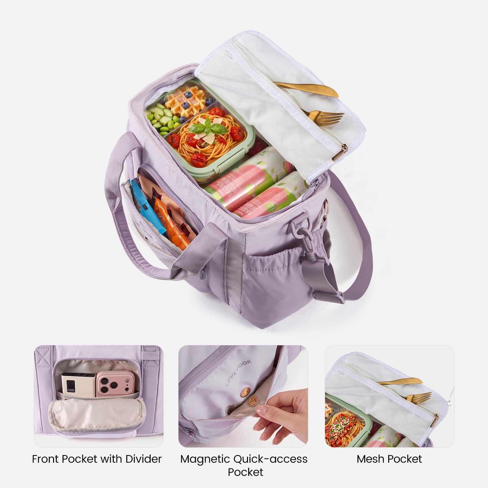 LOVEVOOK adjustable strap and handle detail for comfortable hands-free carry