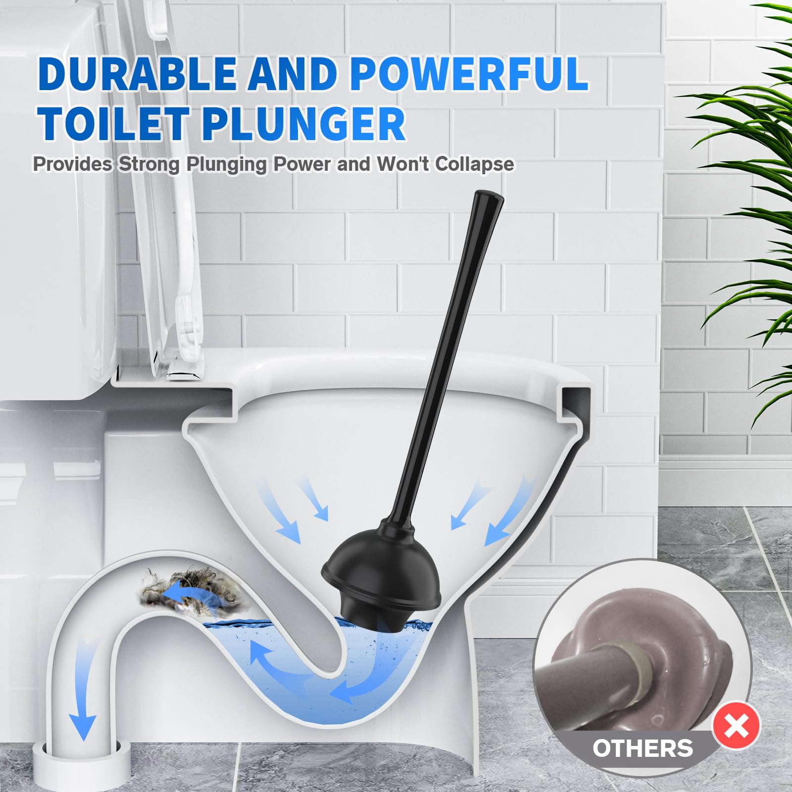 LOVLOY plunger cup close-up showing strong suction for effective unclogging