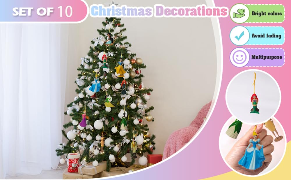LOVUFYSI mantel and tree display showing ornaments creating a whimsical holiday scene
