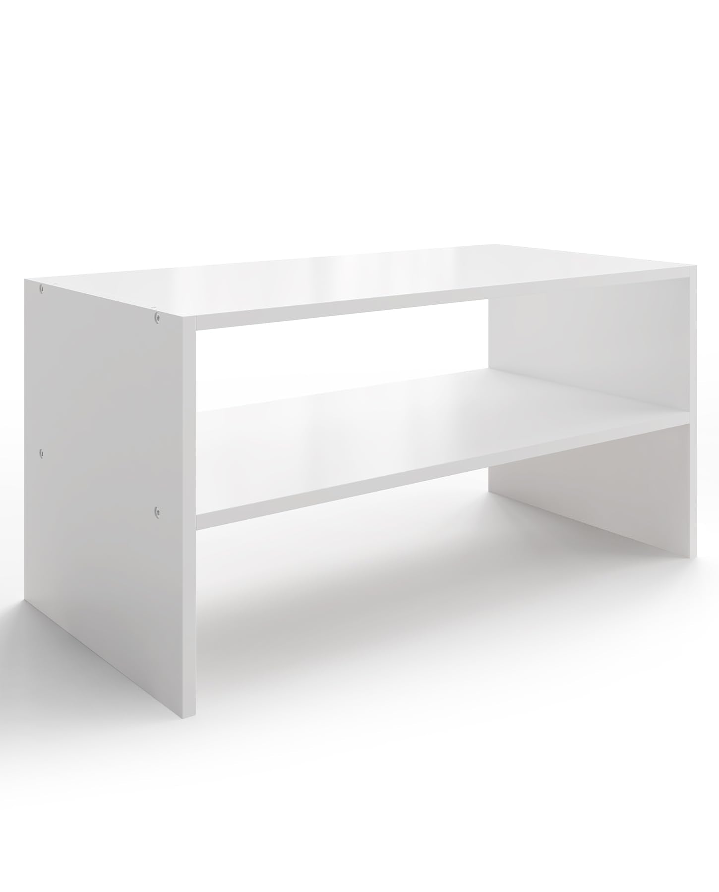 LOWOSA front view white shoe rack showing neat shoe organization benefit