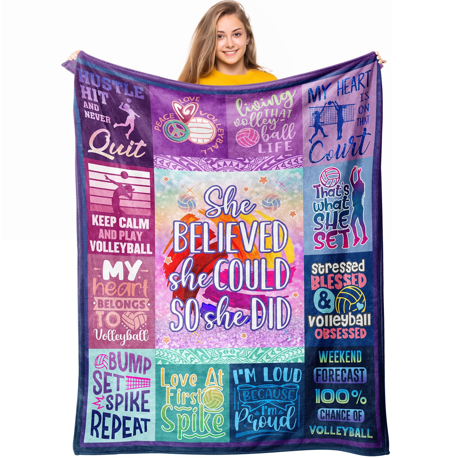 Loxezom front view showing full volleyball print and cozy appeal