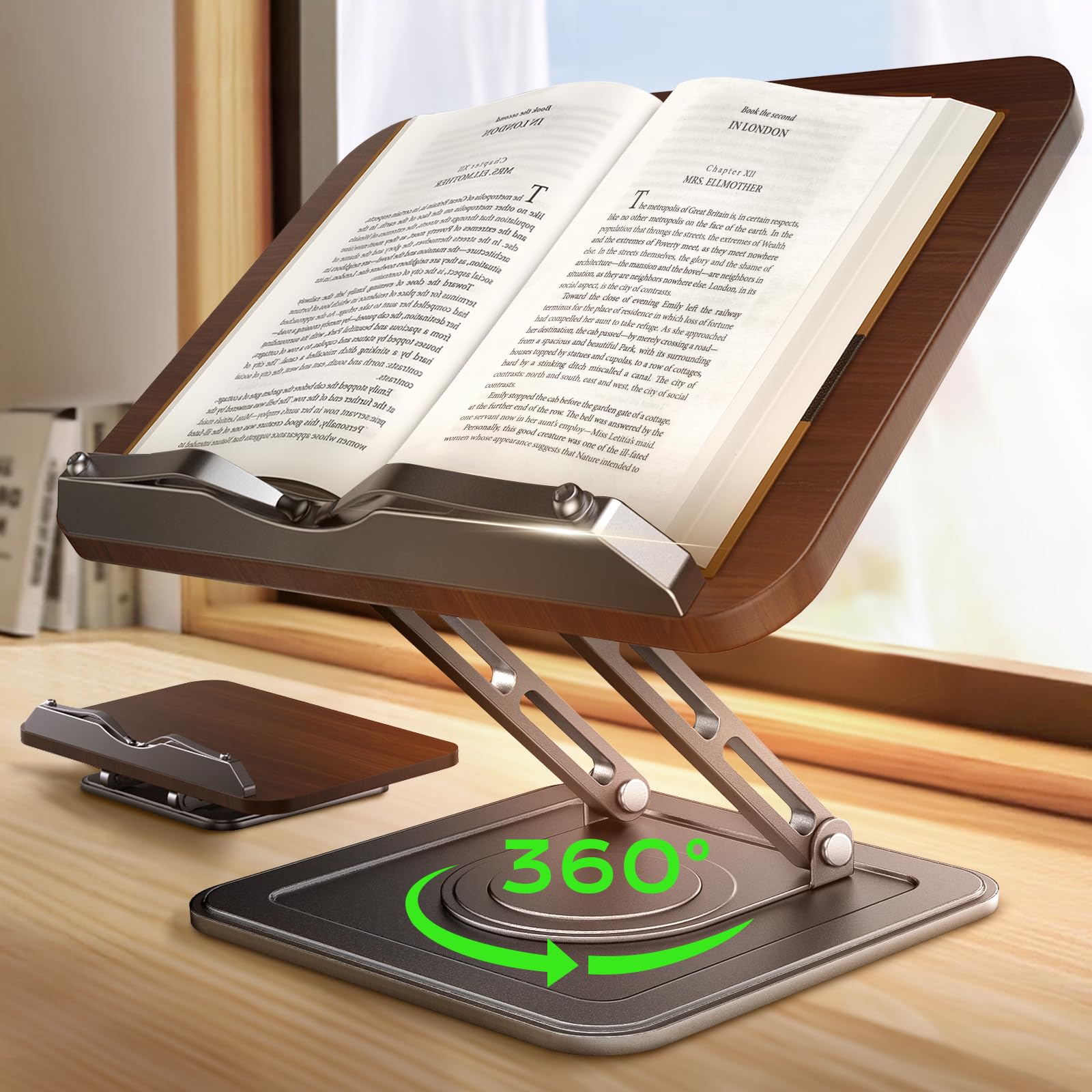 LOXP front view showing platform and page clips for stable reading