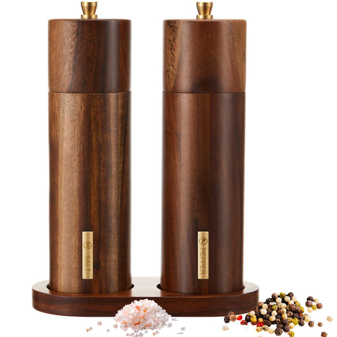 LOYIM front view of acacia mill set showing elegant design and easy grip