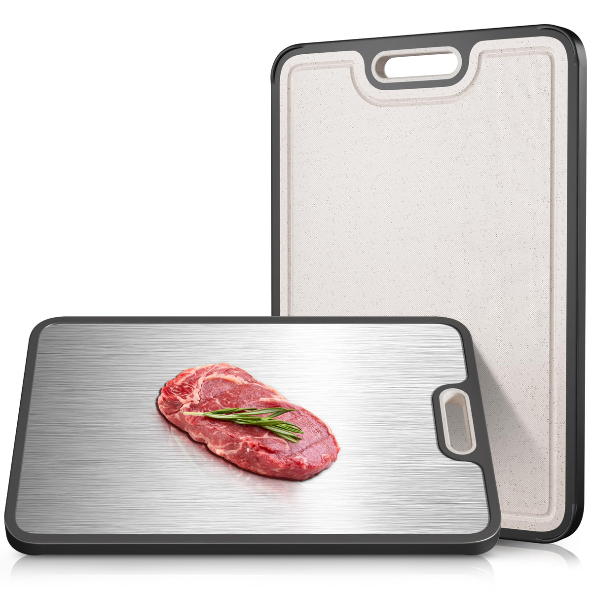 Lozovin front view of double-sided board shows versatility and clean prep area