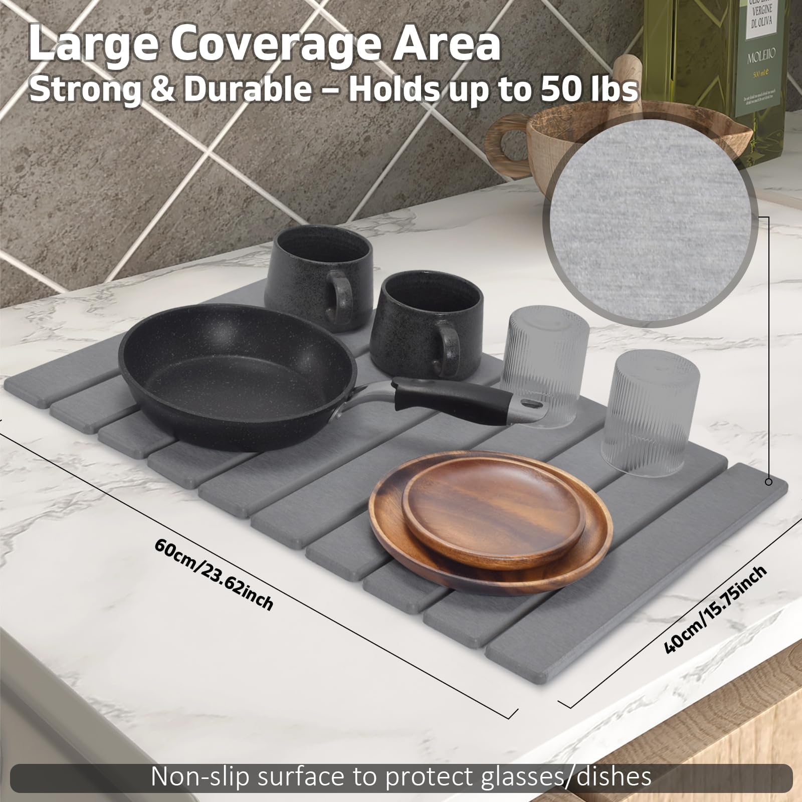 Lprmnnc folded mat stored in drawer, saves kitchen space