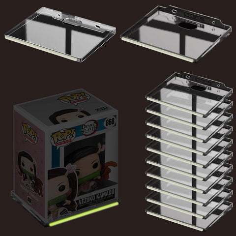LRANFOW front view of 12-pack shelves showing clean modern display benefit
