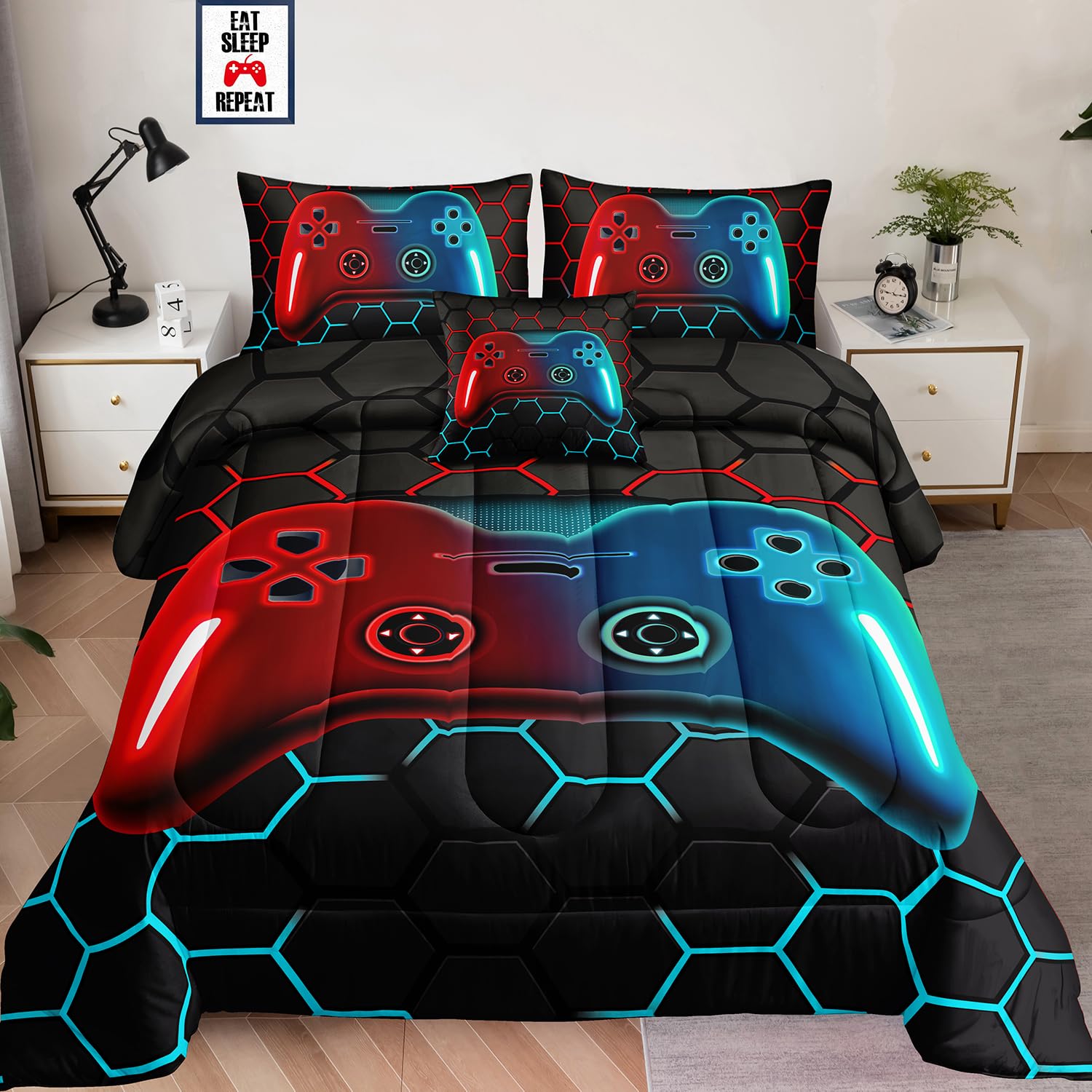 lris Bedding size comparison on queen bed showing proper fit and full-coverage benefit