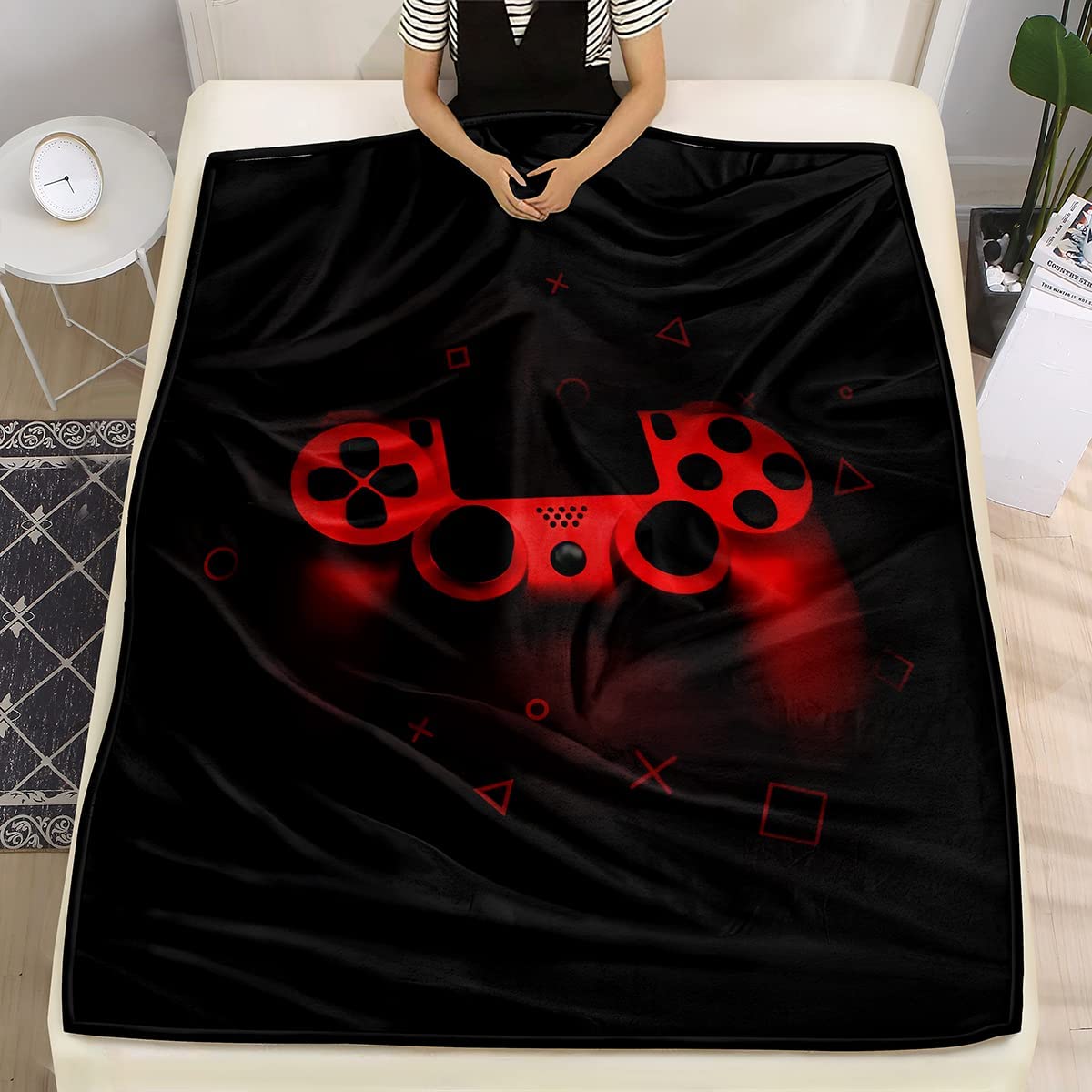lris Bedding throw draped over gaming chair for cozy play sessions