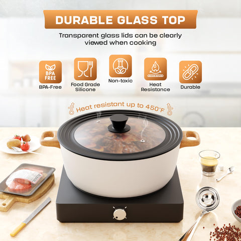 LSR LORESO fitted on stainless saucepan improving heat control and visibility