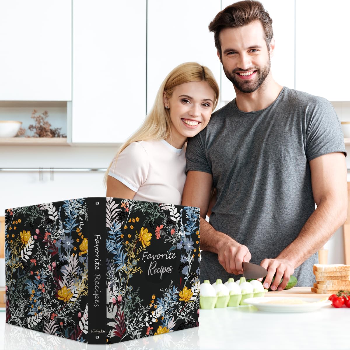 LuBudingJoy binder on kitchen counter with ingredients, ideal gift and everyday use