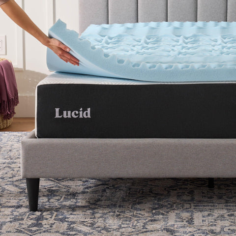 LUCID side view showing 3-inch thickness for plush, supportive feel