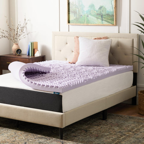 LUCID topper front packaging showing queen size and plush benefits