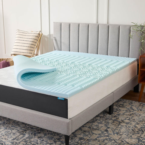LUCID front view of full-size topper showing coverage and neat edges, adds comfort