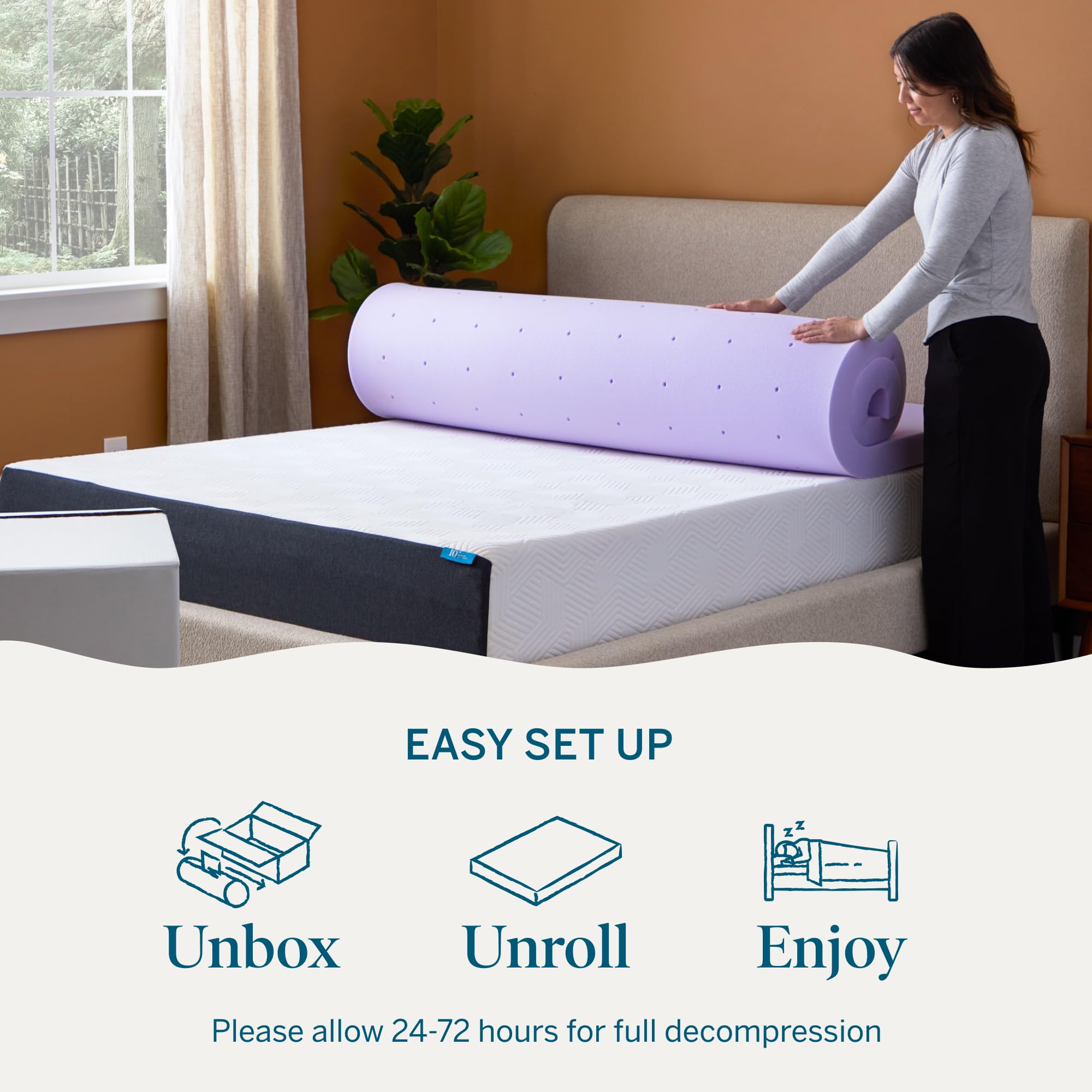 Lucid topper in a styled bedroom demonstrating upgraded sleep comfort