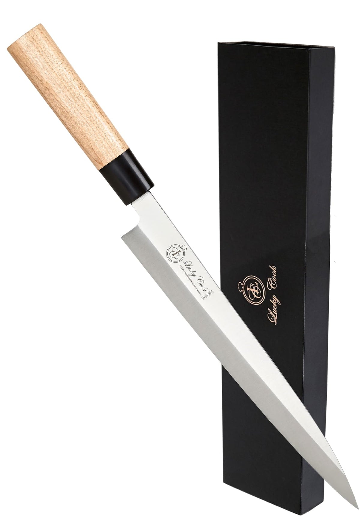Lucky Cook front packaging showing premium knife and gift box for gifting