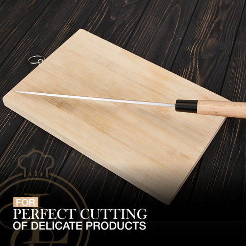 Lucky Cook slicing filleted fish highlighting preserved texture and finish