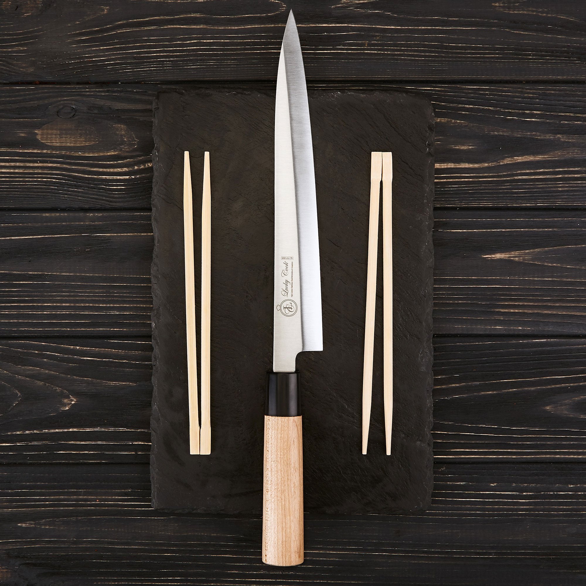 Lucky Cook mounted on magnetic strip for safe, accessible storage