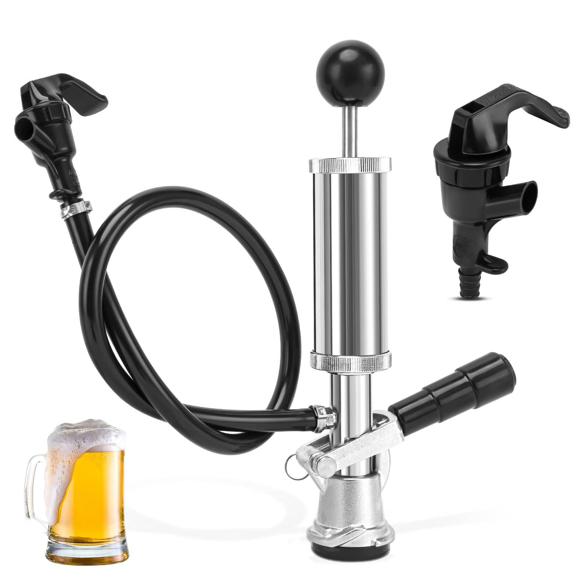 Lucky Seven front view of keg tap showing robust build and ease