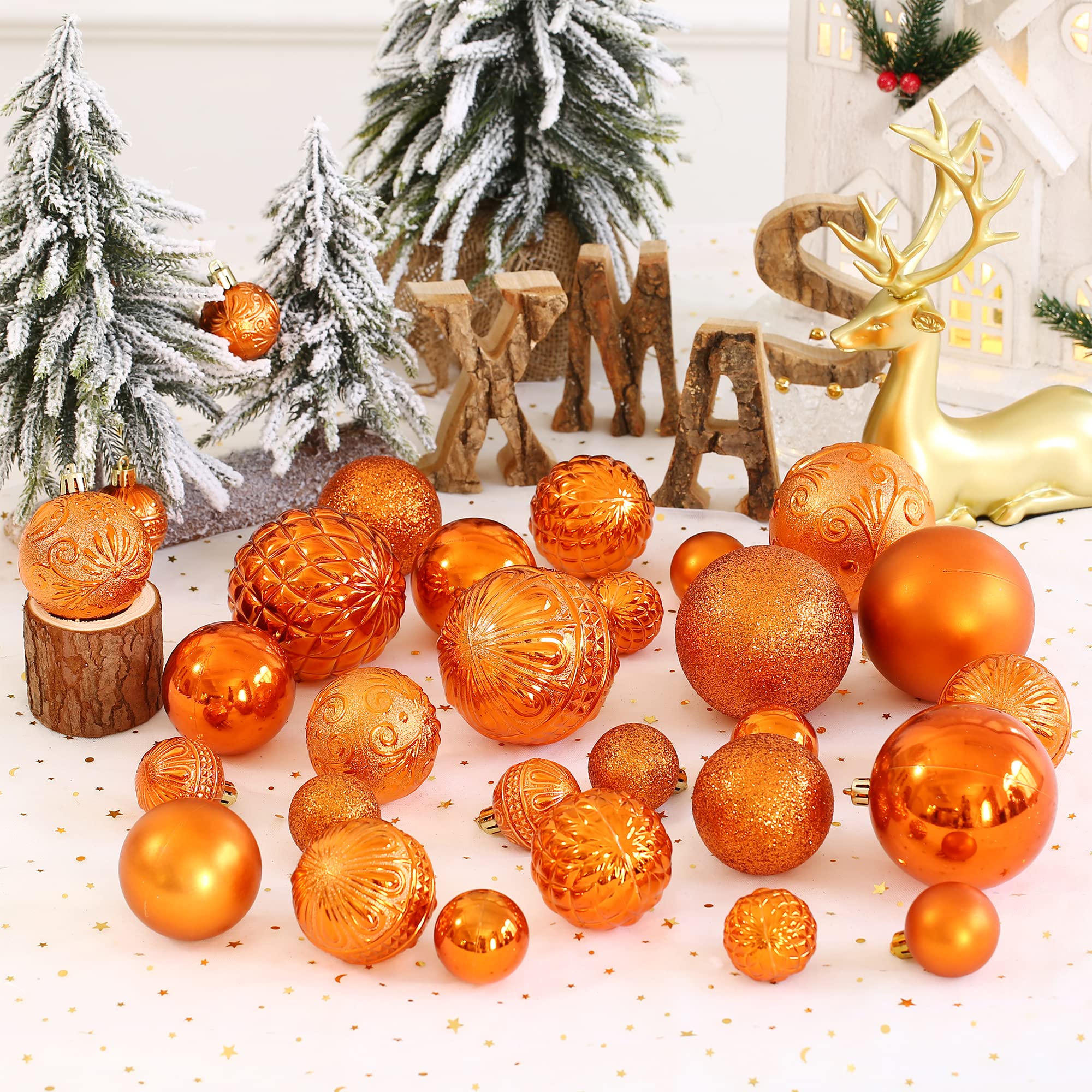 LUCKYCHRIS ornaments decorating a lit tree adding warm festive ambiance