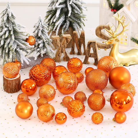 LUCKYCHRIS ornaments decorating a lit tree adding warm festive ambiance