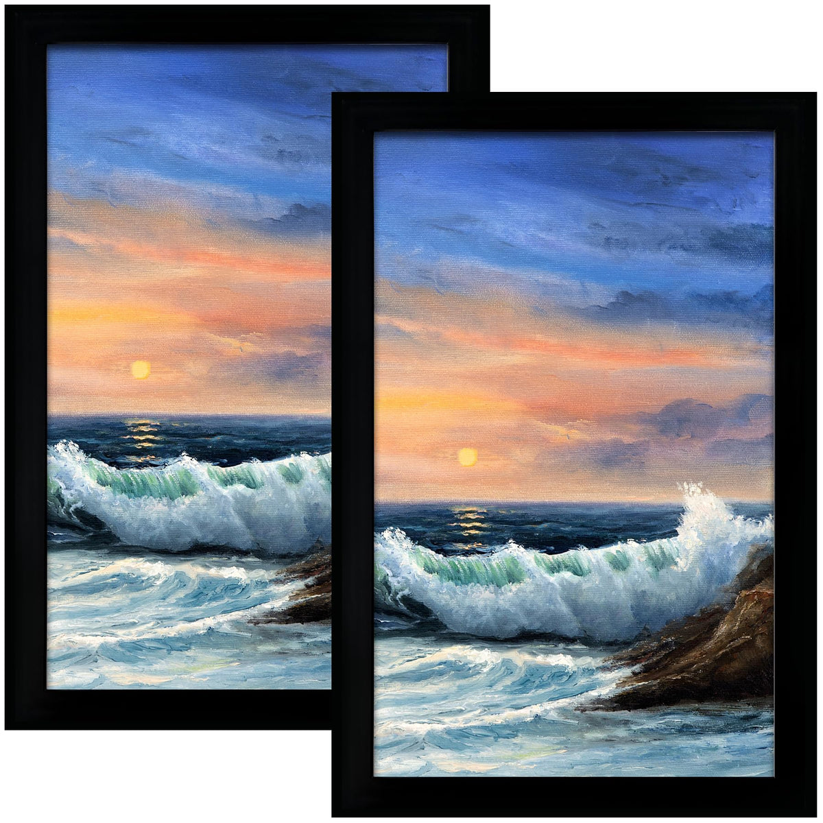 LUCKYLIFE front view of black 16x24 frame showing sleek profile and display benefit