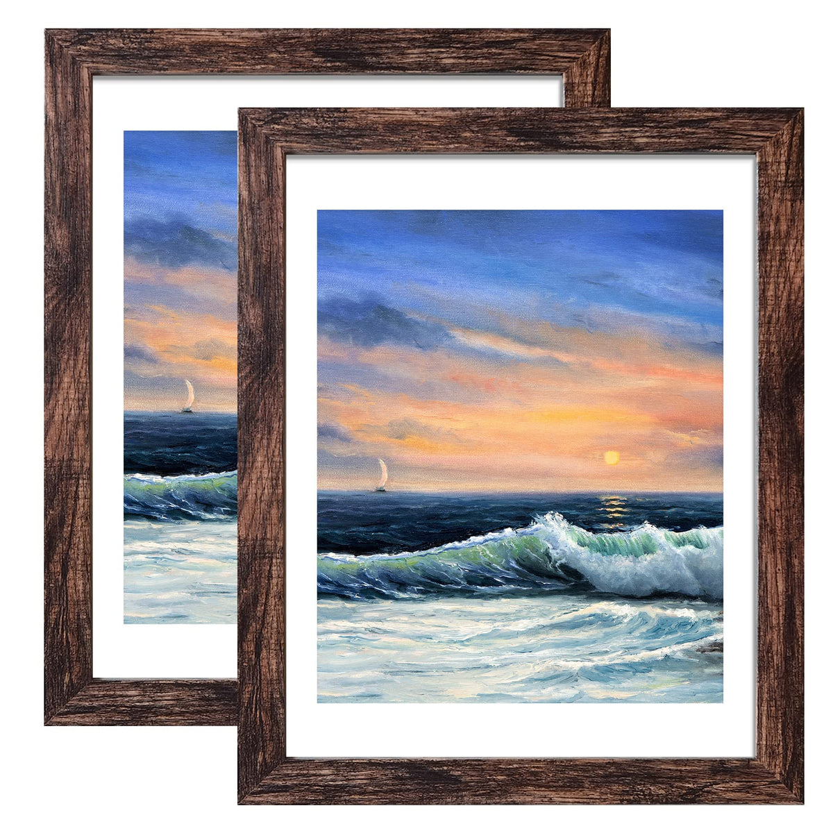 LUCKYLIFE rustic brown front view showing framed print and refined finish