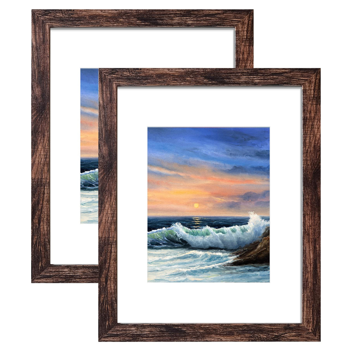 LUCKYLIFE rustic frame front view showing warm brown finish and clean edges
