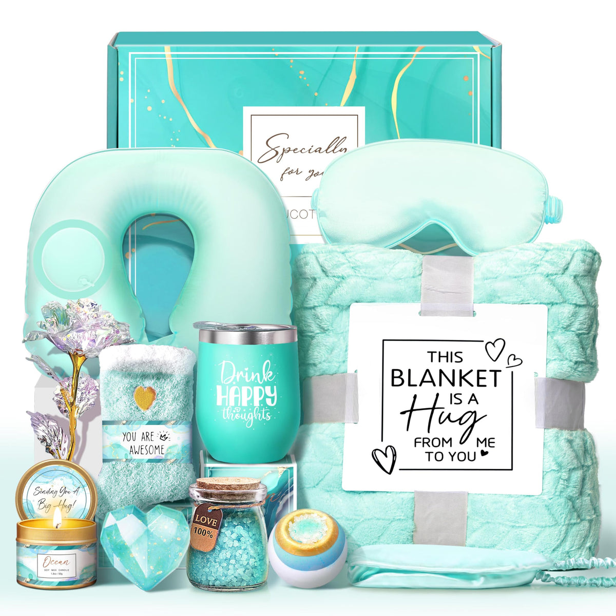 LUCOTIYA gift box front view showing curated spa items, ideal surprise