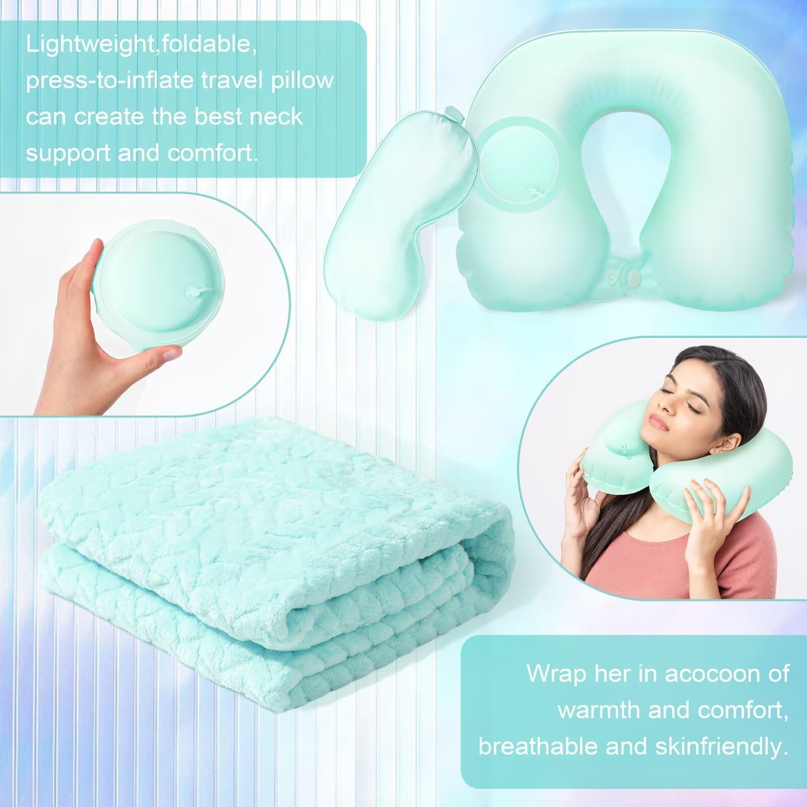 LUCOTIYA inflatable travel neck pillow detail demonstrating compact support
