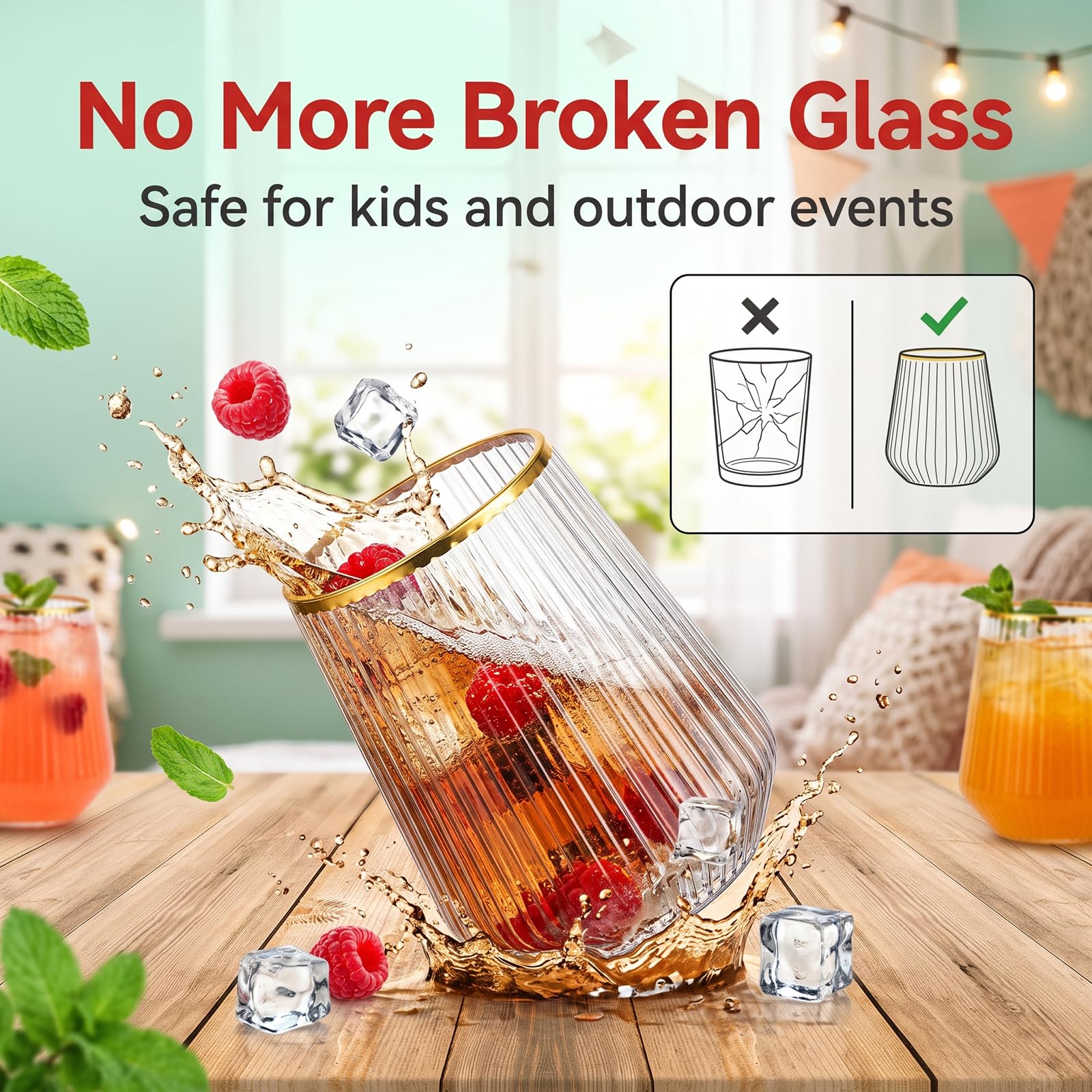 Lueumxc glass held in hand showing 14oz scale and practical handling