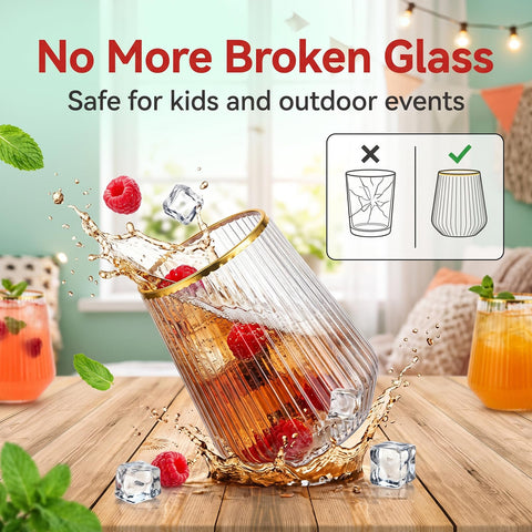 Lueumxc glass held in hand showing 14oz scale and practical handling