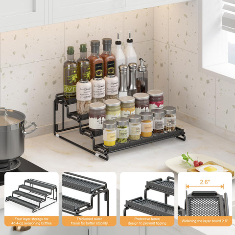 LUHENPING close-up of widened mesh shelf detail preventing jars from tipping
