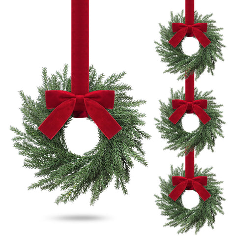 luinabio front view of four mini wreaths showing ready-to-hang convenience