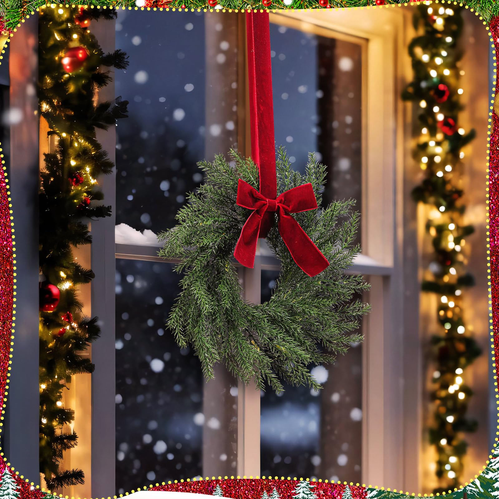 luinabio wreath beside ruler showing 12.6-inch scale for fit