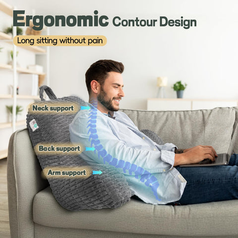 LUISOF in bed with reader demonstrating comfortable upright lounging