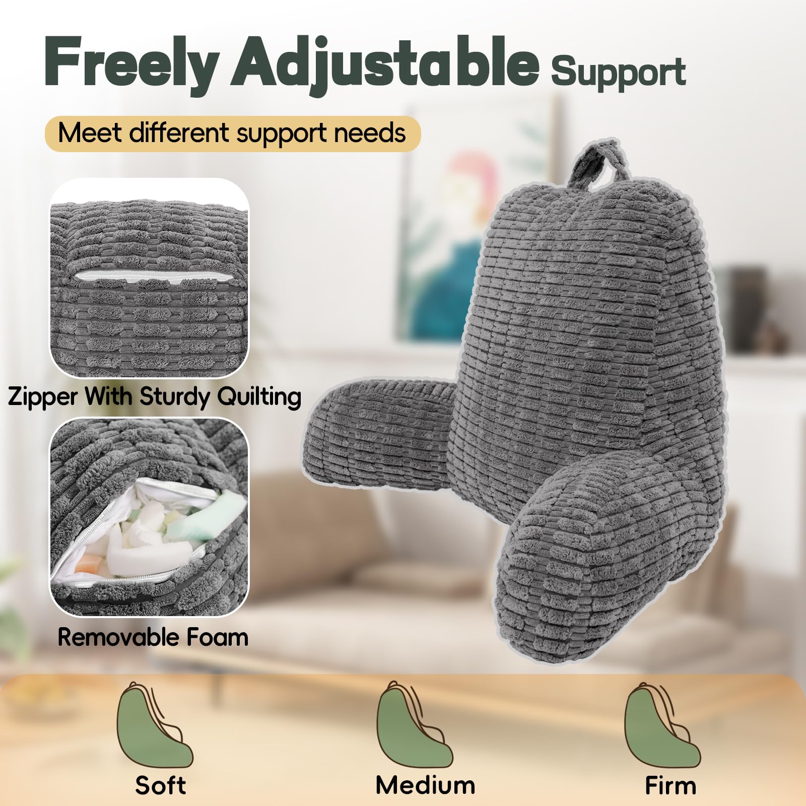 LUISOF size comparison with standard pillow showing larger support area
