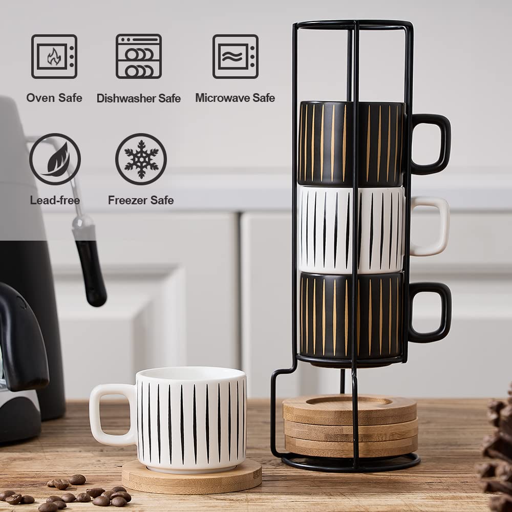 LUKA metal stand holding four cups to save countertop space