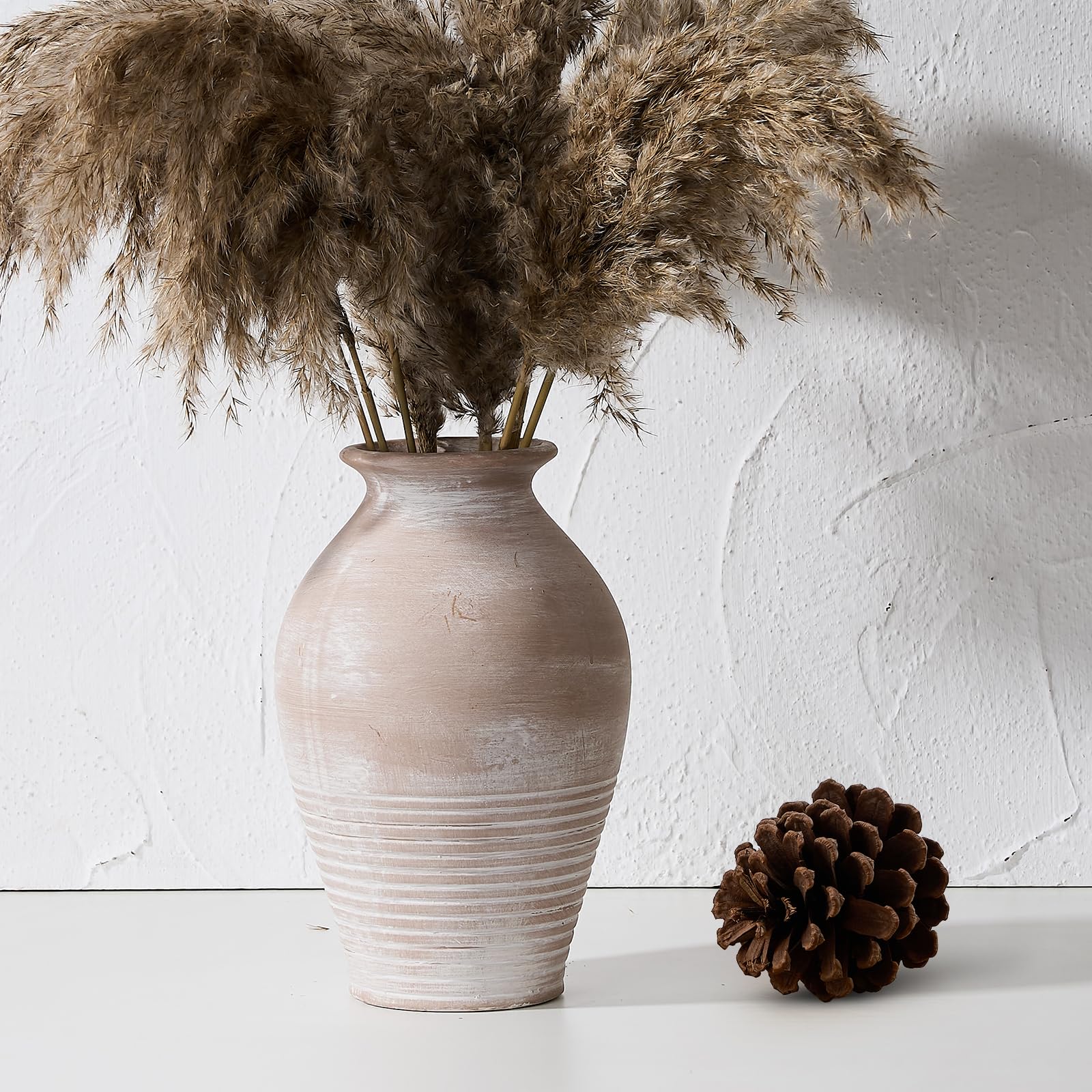 LUKA front view whitewashed vase showing rustic look and versatile styling benefit