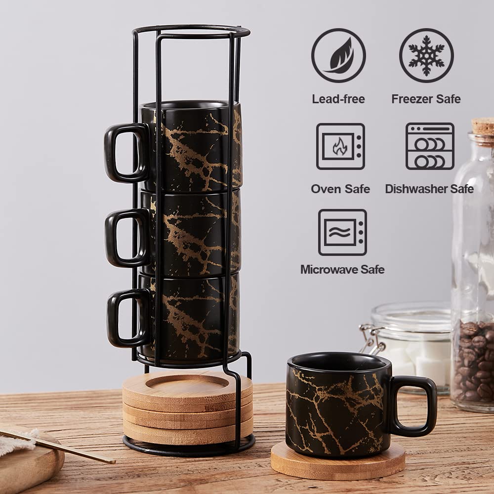 LUKA metal stand holding stacked cups for compact organized storage