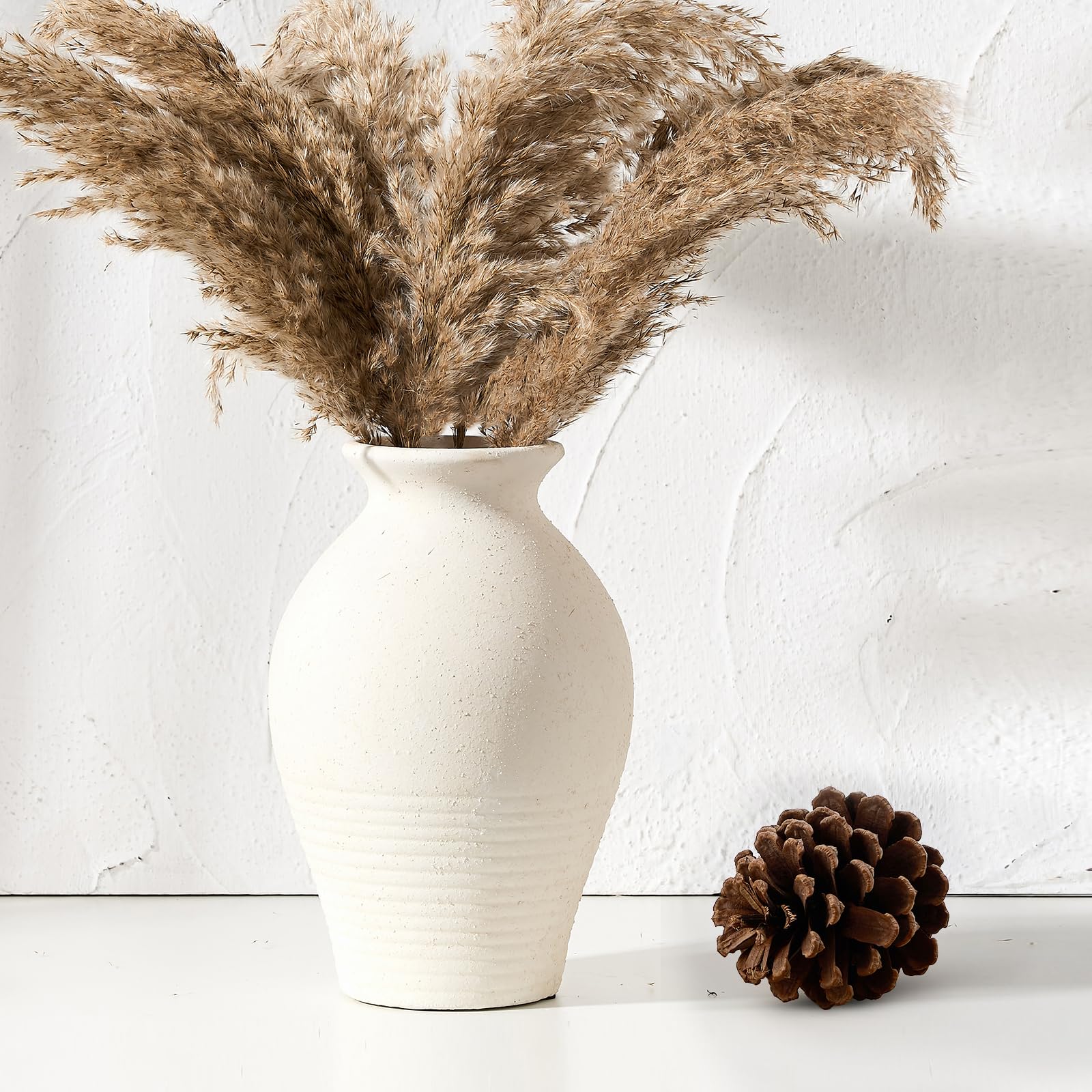 LUKA front view of whitewashed terracotta vase showing shape and rustic charm