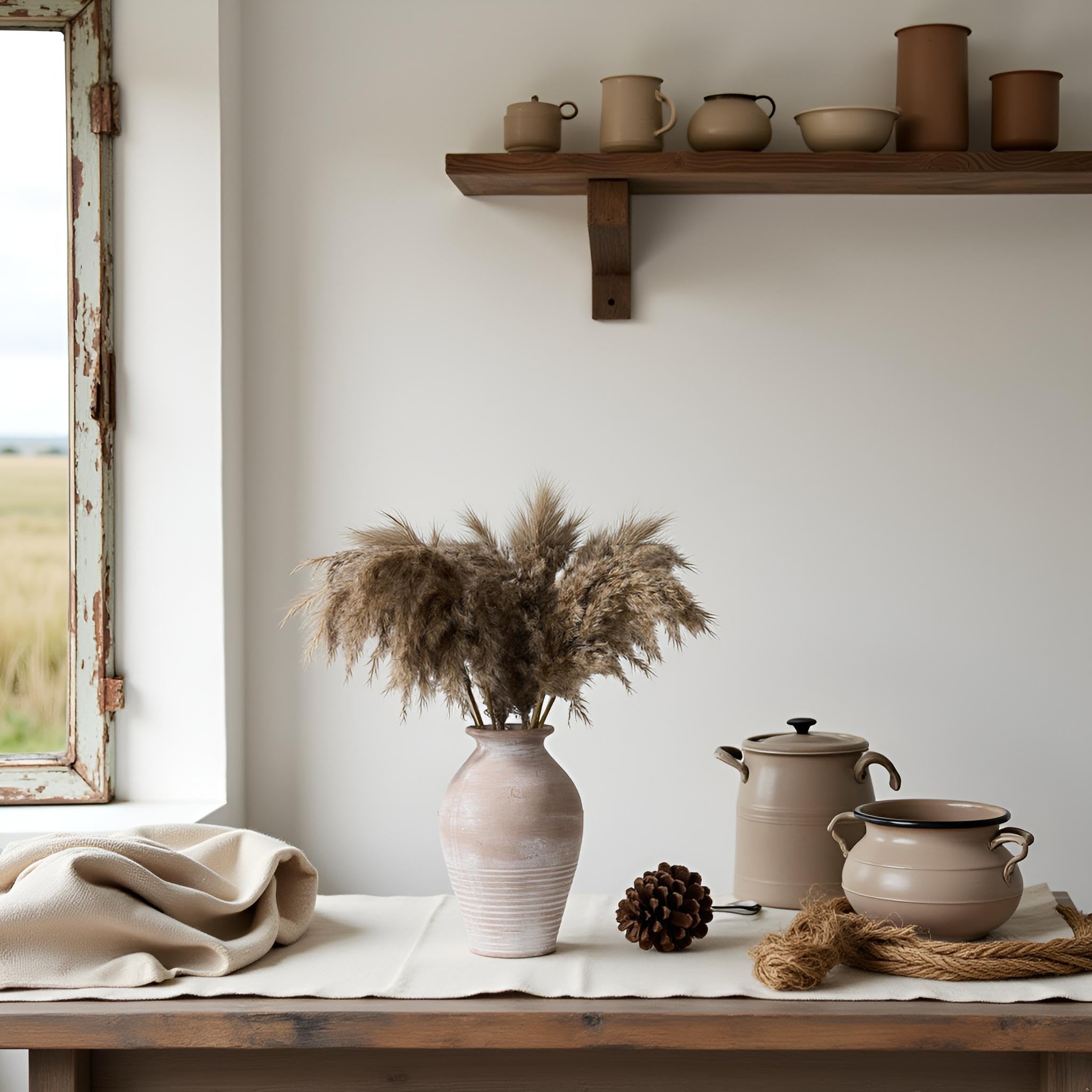 LUKA vase holding pampas grass illustrating dried arrangement longevity benefit