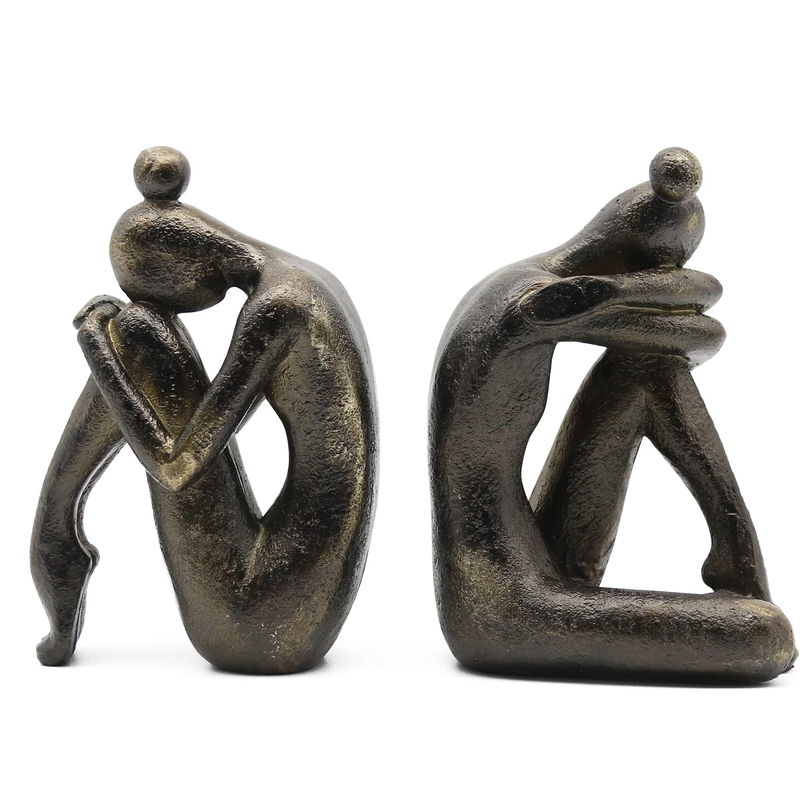 Lukitas front view of bronze bookends showing sculptural appeal and stable support