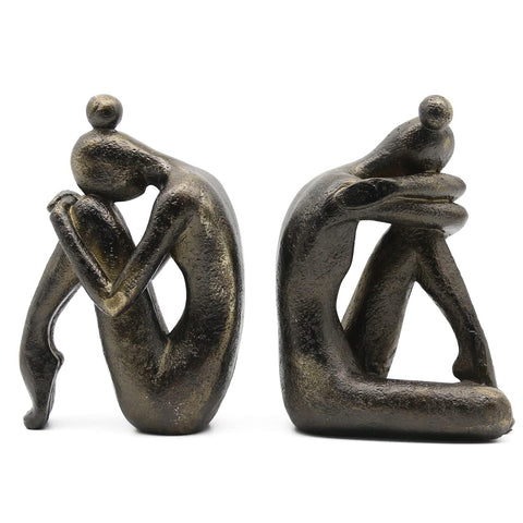 Lukitas front view of bronze bookends showing sculptural appeal and stable support