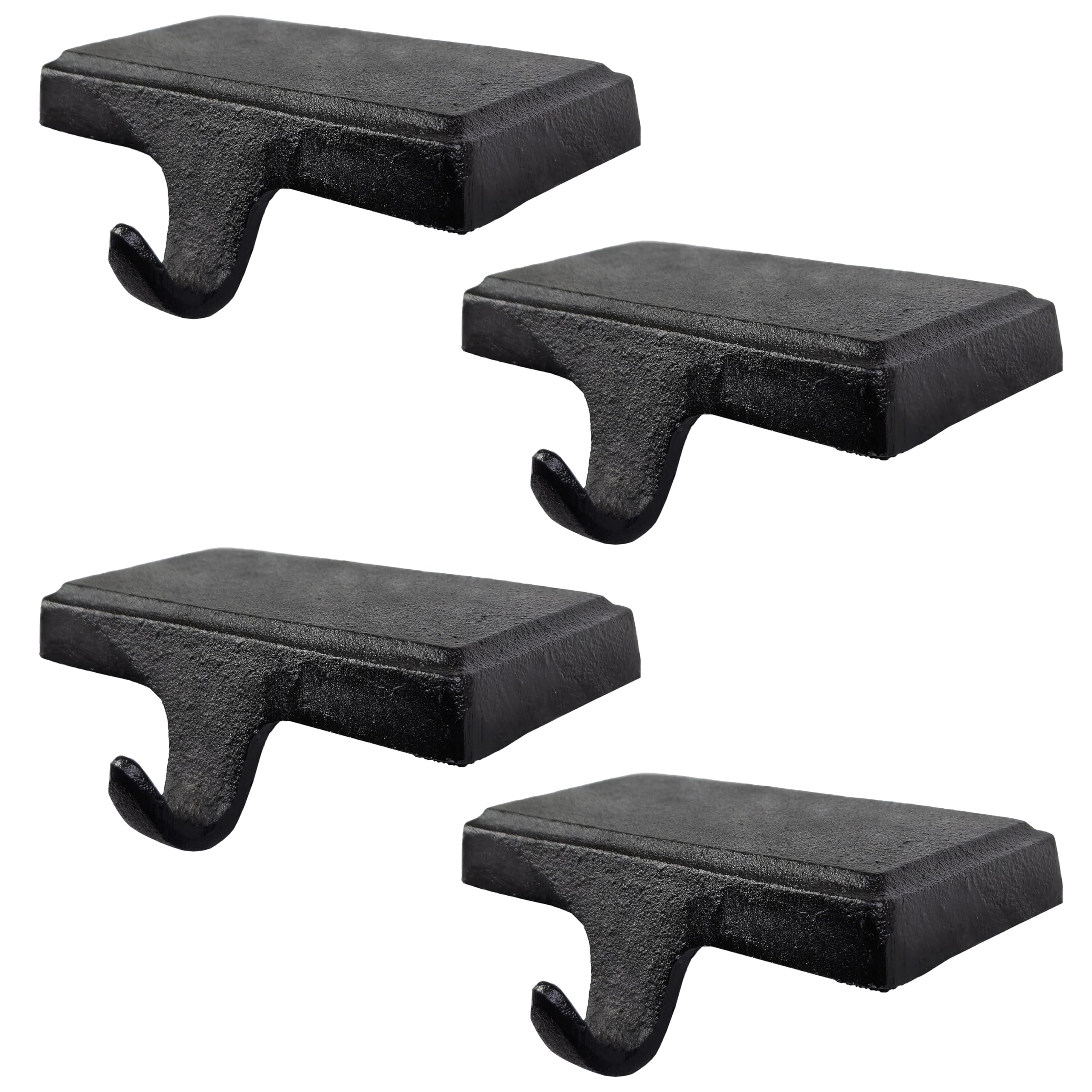 Lulu Decor front view of black cast iron stocking holders showing simple design and balance